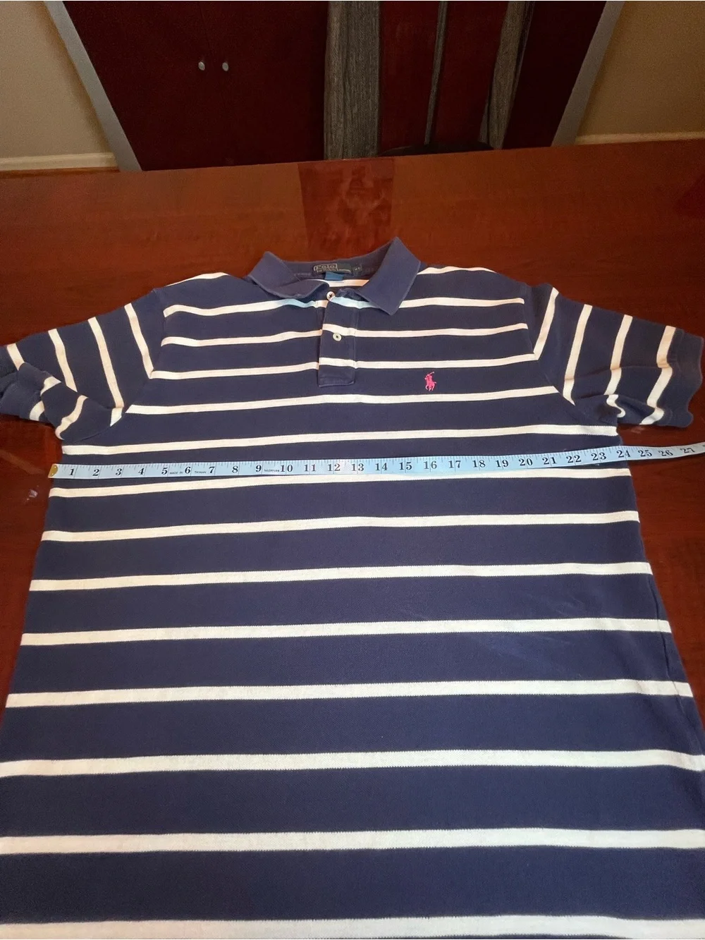 Polo Ralph Lauren Navy White Striped Polo Shirt Men's XL Preppy Coastal Luxury